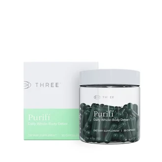 THREE Purifí whole-body detox supplement product packaging